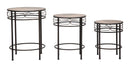 Tavolinetti Essential Tris Ø46x58-40x50-34x44 cm in Ferro e MDF Nero e Marrone