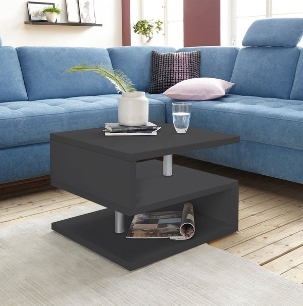Tavolino a S con Ripiani a Giorno 55x41,5x55 cm Zeta Grigio Antracite acquista