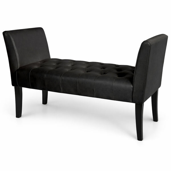 online Panca Fondoletto Ingresso 111x40x60 cm con Piedi in Legno e Rivestimento Ecopelle Nero