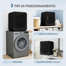 Mini Asciugatrice 2,5 kg 48x44x57 cm con 5 Programmi 800/400 W e Carica Frontale Impilabile da Parete o Autoportante in ABS e Acciaio Inox Nero      