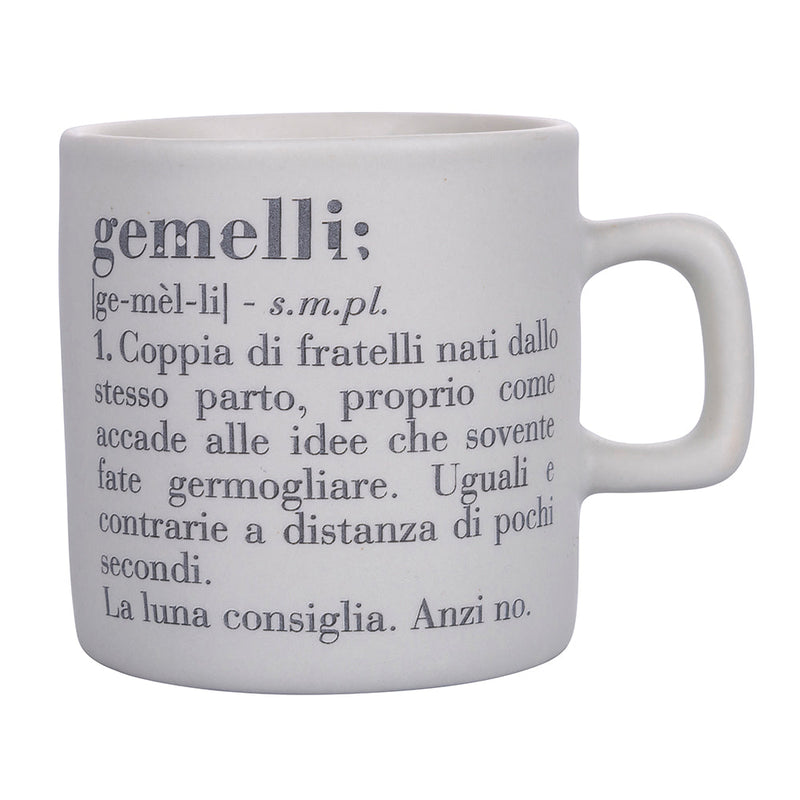 Tazzina Caffè Zodiaco "gemelli" Ø6x6,5 cm in Bone China VdE Tivoli 1996 Bianco