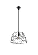Lampada a Sospensione da Interno  E27 in Metallo Nero Opaco