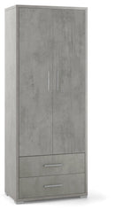 Armadio 2 Ante 2 Cassetti 71x182x41 cm Cemento