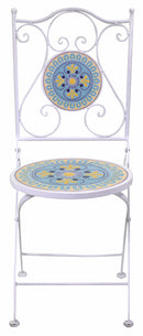 Set da Giardino Pieghevole in Metallo con Tavolo e 2 Sedie Brindisi Bianco