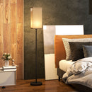 Lampada da Terra 40W con Interruttore a Pedale Ø25x161.5 cm Paralume in Tessuto Effetto Lino Nero e Beige 