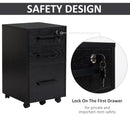 Cassettiera Portadocumenti da Ufficio 39,2x40x65,4 cm 3 Cassetti  Nera