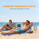 Set 2 Sdraio da Spiaggia 154x57x52 cm con Schienale Regolabile su 4 Livelli in Acciaio e Poliestere Blu Bianco      