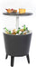 Thermo-Couchtisch Ø49,5 cm mit anhebbarer Platte aus Keter Cool Bar Grey Resin