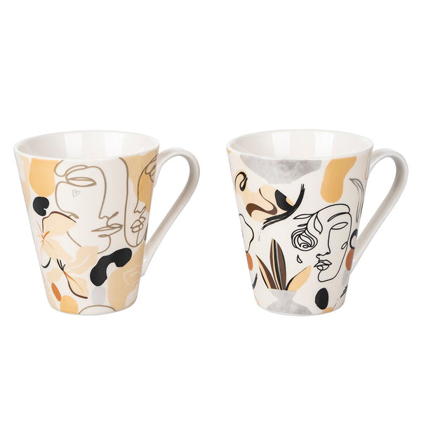 prezzo Set 2 Tazze Ø8,8x10,5 cm in Bone China VdE Tivoli 1996 Face to grey