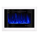 Camino Elettrico da Pavimento 74x107x16 cm Effetto Fiamma 1500W Melania & Adeli Bianco