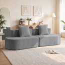 Divano 3 Posti Modulare 245x86x82 cm con Seduta Profonda in Velluto a Coste Grigio Chiaro      