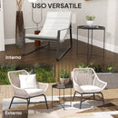 Tavolino da Giardino Pieghevole con Vassoio Rimovibile Ø46x50 cm in Acciaio Nero 