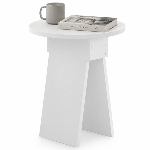 Tavolino Rotondo 42x23,5x50 cm Tavolo Design Minimal Bianco prezzo