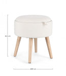Sgabello Contenitore Ø 39x42,5 cm Zoya in Bouclè Bianco