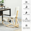 Sedia Ergonomica Inginocchiatoio con Schienale 51x84x93 cm in Legno di Betulla e Cuscini Crema  