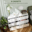 Cassettiera 6 Cassetti 112x34x75 cm in Legno Ingenerizzato Bianco      