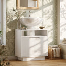 Mobile Sotto Lavabo Bagno 60x33x63 cm Ante Design Canettato in MDF Bianco