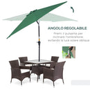 Ombrellone da Giardino Ø2.7x2.35 m Palo Ø38 mm in Alluminio Inclinabile Verde Scuro 