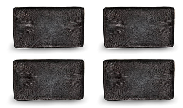 Set 4 rechteckige Teller 30 x 18 x 2,5 cm aus Kaleidos Sirius Neri Steinzeug prezzo