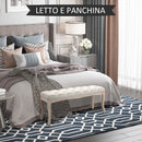 Panca Fondoletto Vintage Trapuntata a Bottoni 110x40x48 cm Tessuto Effetto Lino Beige 