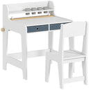 Set Scrivania 62,8x55,6x73,8 cm e Sedia per Bambini con Ripiano Portabicchieri e Cassetti in MDF Bianco      