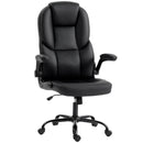 Sedia Ufficio Girevole 71x71x120-130 cm Funzione Dondolo Braccioli Ribaltabili Schienale Alto in Pelle PU Nero      