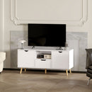 Mobile TV Max 50"" con Cassetto, Ripiano Aperto e Armadietti 110x40x50 cm Bianco e Legno  