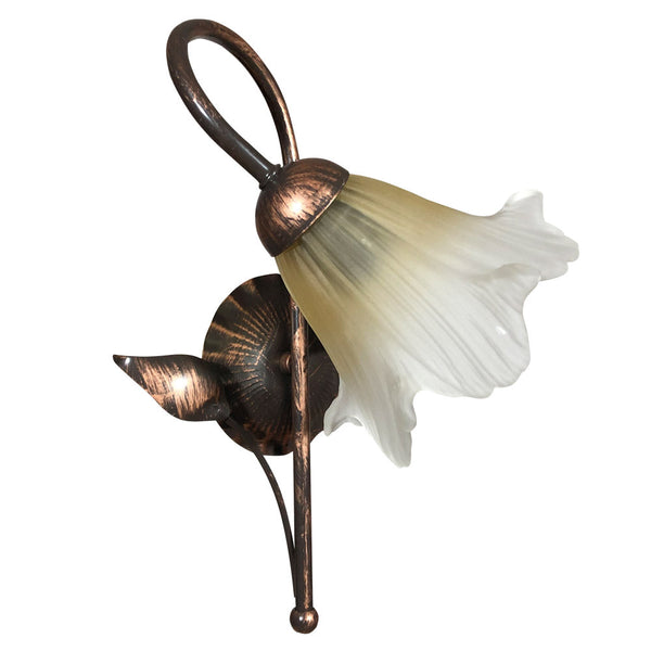 Wandleuchte 1xE14 Kupfer Braun Gestell Bernstein Farbverlauf Satinglas E-Energy Melania acquista