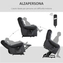 Poltrona Alzapersona Elettrica 1 Motore 79x97x103 cm in Poliestere Effetto Velluto Grigio Scuro