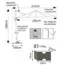Ombrellone da Giardino Saturno Decentrato 3x3 m in Alluminio Azzurro Telo Ecru