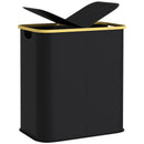 Cesto Portabiancheria da 80L a 2 Sezioni con Coperchio 54x34x58,5 cm in Tessuto non Tessuto e Bambù Nero  