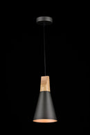 Lampada pendente Pendant in Metallo e Legno Bicones Grigio