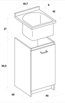 Mobile Lavatoio 45x50x85cm Anta Asse in Legno Montegrappa Marella Bianco Destra con Cesto