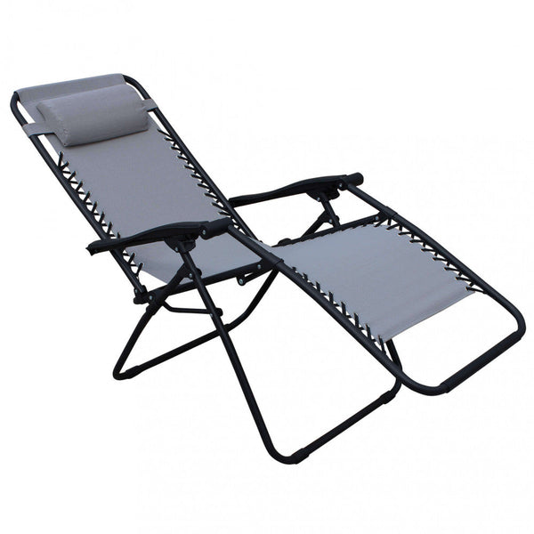 acquista Zero Gravity Reclining Folding Liegestuhl 88x65x110 h cm in Stahl und hellgrauem Textilene