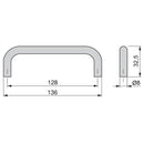 Maniglie per Mobile 8 mm Interasse 128 mm Acciaio Cromo 20 Pezzi Emuca