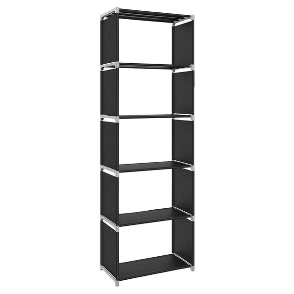 Modulares Bücherregal mit 5 Regalen 50 x 30 x 180 cm aus schwarzem TNT-Stoff prezzo