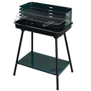 Barbecue a Carbone Carbonella Rettangolare 58x38x82 cm con Vassoio in Acciaio al Carbonio Verde      