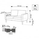 Divano 2 Posti Ramsey 137x73x82 h cm in Tessuto Blu