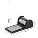 Tiragraffi per Gatti in Truciolato 44x24x16 cm con Gioco di Piume in Truciolato Peluche e Sisal Grigio
