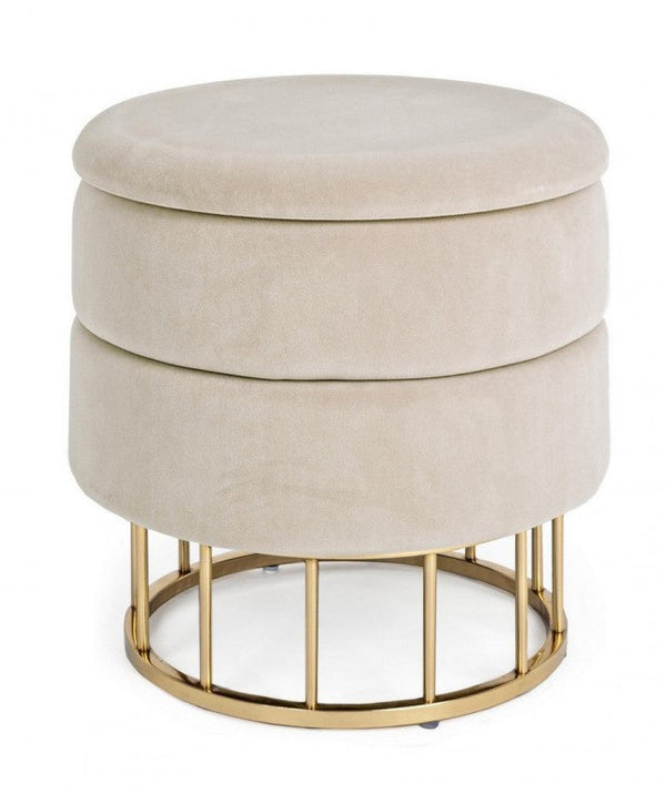 prezzo Pavlina Container Hocker in Beige mit Stoff in Samtoptik bezogen