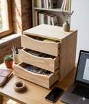 Cassettiera da Tavolo 3 cassetti 36x30x36 cm in Legno di Pino Massiccio Grezzo
