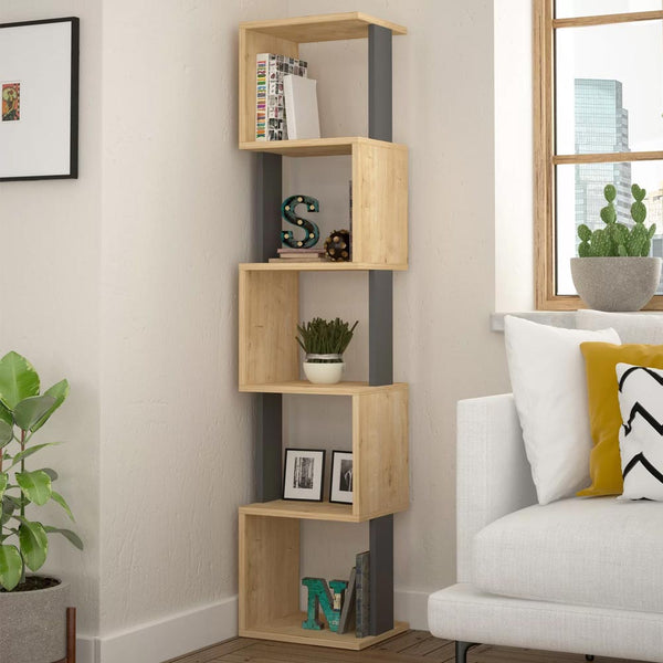 acquista Libreria 161x35x30 cm Design Moderno Scaffale Modulare 5 Ripiani in MDF Grigio