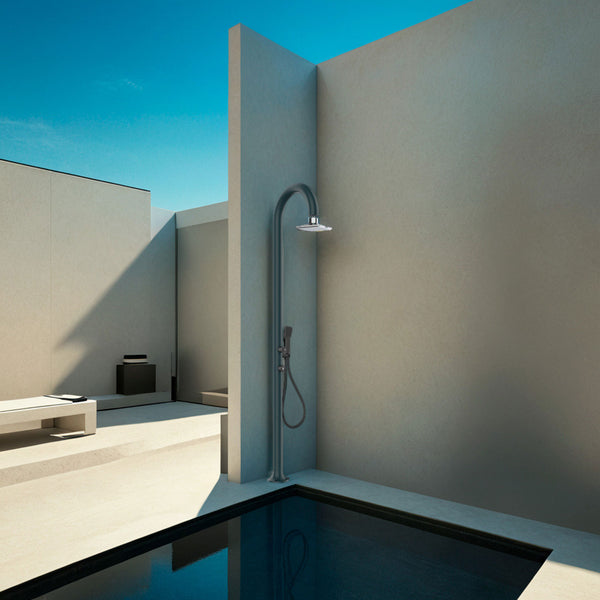 Doccia da Giardino in Alluminio Soffione Led e Doccino Sined Luna Alu D Grigio sconto