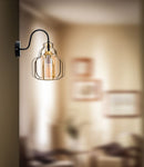 Lampada da Muro Iron Class 21x30x32 cm in Ferro e Vetro Oro e Nero