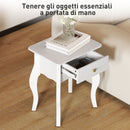 Tavolino da Salotto in Stile Francese 45x35x55 cm in MDF Bianco  