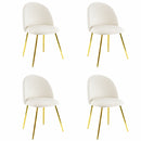 Set 4 Sedie 50x45x80 cm in Tessuto Vellutato Piedi Oro Beige
