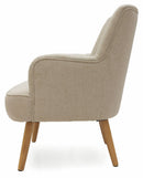 Poltrona Imbottita in Tessuto con Gambe in Legno Soriani Ecrù