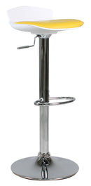 Sgabello con Alzata a Gas e Seduta Girevole in Polipropilene e Similpelle Vandi Bianco e Giallo