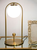 Lampada da Tavolo Glamy Arc Ø21x47 cm in Ferro e Vetro Oro e Bianco      