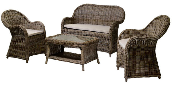Garten-Lounge-Set mit Rattan-Sofa, 2 Sesseln und grauem Couchtisch Adami Roymer sconto